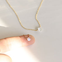 Load image into Gallery viewer, Moonstone Necklace Natural Stone Necklace Dainty Rainbow Moonstone Necklace Gift for Her Tiny Gemstone Necklace Delicate Layering Necklace
