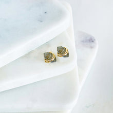 Load image into Gallery viewer, Labradorite Stud Earrings • Raw Labradorite Studs • Raw Gemstone Earrings Boho Minimalist Geometric Natural Stone • Minimalist Jewelry