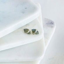 Load image into Gallery viewer, Labradorite Stud Earrings • Raw Labradorite Studs • Raw Gemstone Earrings Boho Minimalist Geometric Natural Stone • Minimalist Jewelry