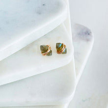Load image into Gallery viewer, Labradorite Stud Earrings • Raw Labradorite Studs • Raw Gemstone Earrings Boho Minimalist Geometric Natural Stone • Minimalist Jewelry