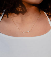 Load image into Gallery viewer, Pearl Bar Necklace Tiny Freshwater Pearl Necklace Delicate Pearl June Birthstone Necklace Bridesmaid Gift Pearl Choker Necklace Gift for Mom
