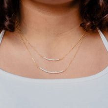 Load image into Gallery viewer, Pearl Bar Necklace Tiny Freshwater Pearl Necklace Delicate Pearl June Birthstone Necklace Bridesmaid Gift Pearl Choker Necklace Gift for Mom
